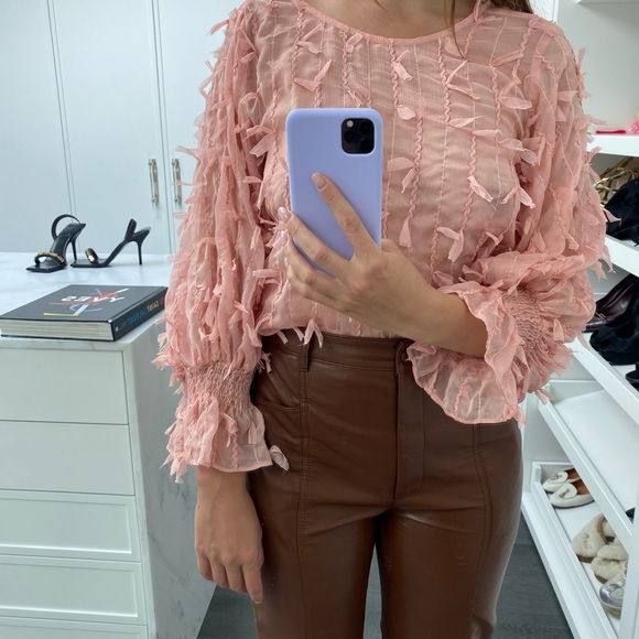 Pink Zara Sheer long sleeve top with confetti detail - Picture 3 of 5
